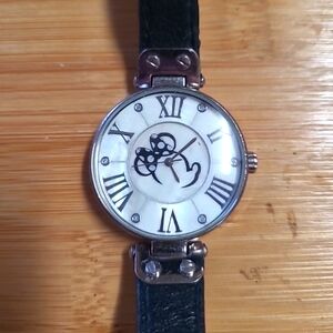 Disney Parks Minnie Mouse Leather Watch by Sutton Mother Of Pearl Face